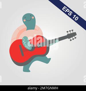 turtle Hippo with singing mouth Stock Vector