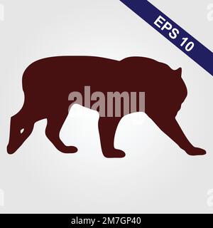 Black silhouette of panther. Vector wildcat illustration. Predator animal isolated on grey background as logo, mascot or tattoo. Stock Vector