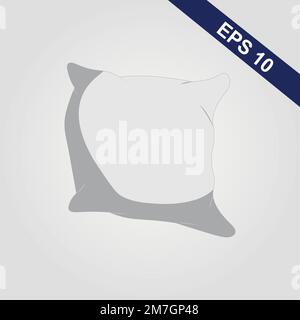 White Pillow on Blue Background with Real Shadow. Top View of a Soft Colorful Pillow with Copy Space for Tex or Image. Vector illustration Stock Vector