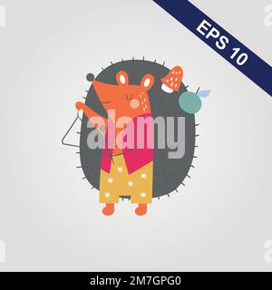 rat sing vector Illustration on a grey background Stock Vector