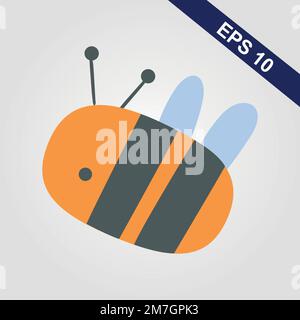 Crazy bee - cartoon illustration character isolated on grey background Stock Vector