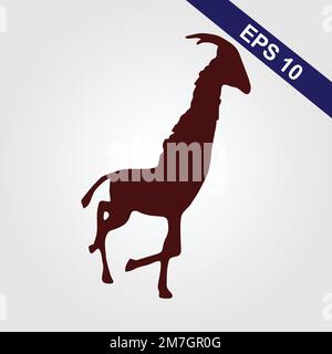Icon deer sign. Image deer symbol sticker. Illustration animal wild nature deer sign in flat style. Image deer silhouette sign Stock Vector