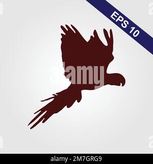 Parrot icon isolated on grey background. Stock Vector