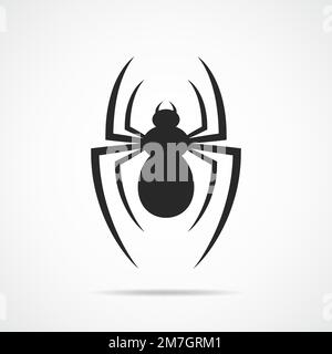 Spider icon isolated on light background. Vector illustration. Black spider icon in flat design. Stock Vector