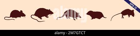 Rat and mouse collection - vector silhouette Stock Vector