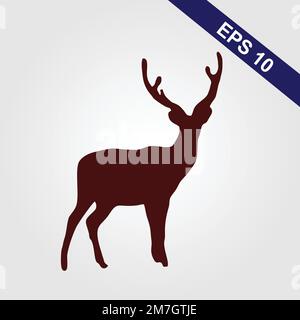 Silhouette of swamp deer, Swamp deer Illustration, Animal silhouette Stock Vector