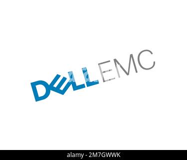 Dell EMC, rotated logo, white background Stock Photo