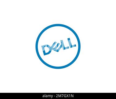 Dell, rotated logo, white background Stock Photo