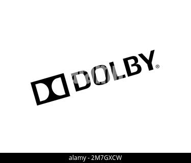 Dolby Laboratories, rotated logo, white background Stock Photo