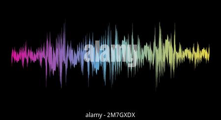 Color sound wave sign on black background. Vector illustration. Colorful musical bar showing volume Stock Vector