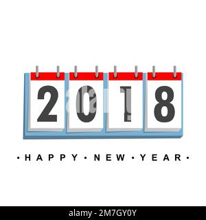Calendar icon 2018 in flat design. Vector illustration. Happy New Year 2018 Stock Vector