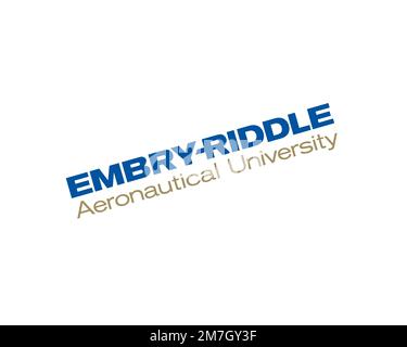 Embry-Riddle Aeronautical University, Rotated Logo, White Background Stock Photo