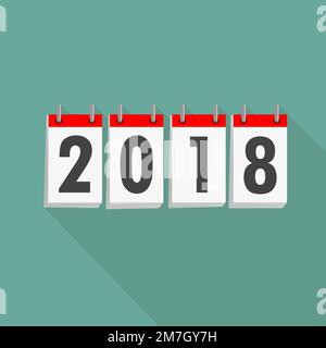 Calendar icon 2018 in flat design. Vector illustration. Happy New Year 2018 Stock Vector