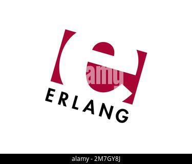 Erlang programming language, rotated logo, white background B Stock Photo