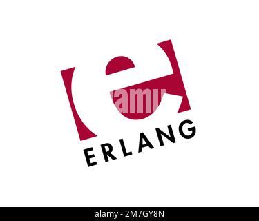 Erlang programming language, rotated logo, white background Stock Photo