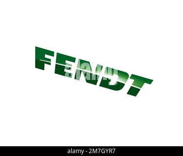 Fendt, rotated logo, white background B Stock Photo