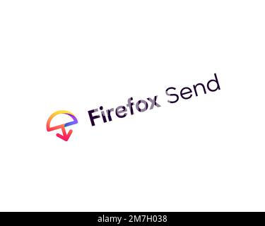 Firefox Send, Rotated Logo, White Background Stock Photo