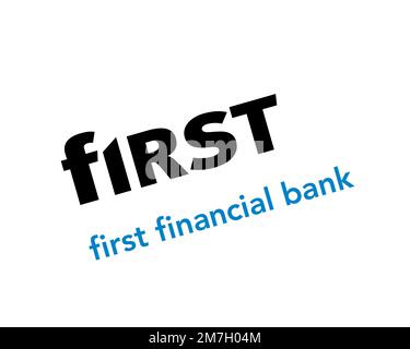 First Financial Bank Ohio, Rotated Logo, White Background Stock Photo