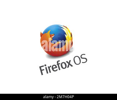 Firefox OS, rotated logo, white background Stock Photo