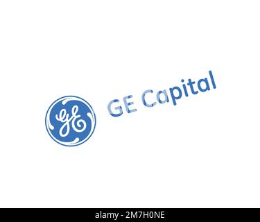 GE Capital, rotated logo, white background Stock Photo