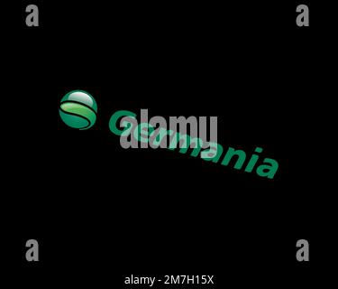 Germania airline, rotated logo, black background B Stock Photo