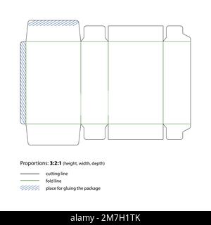 Die-cutting of packaging with cut and fold lines. Vector. Stock Vector