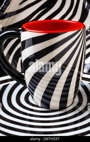 Graphic Cup In Red Black And White Stock Photo