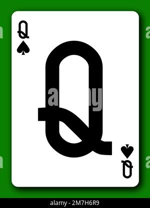 Queen of Spades playing card with clipping path 3d illustration Stock Photo