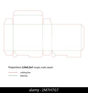 Die-cutting of packaging with cut and fold lines. Vector. Stock Vector