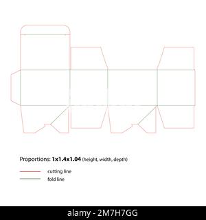 Die-cutting of packaging with cut and fold lines. Vector. Stock Vector