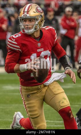 Santa Clara, California, USA. 8th Jan, 2023. San Francisco 49ers running  back Christian McCaffrey (23) celebrates touchdown with wide receiver Deebo  Samuel (19) on Sunday, January 08, 2023, at Levis Stadium in