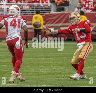 Santa Clara, California, USA. 8th Jan, 2023. San Francisco 49ers running  back Christian McCaffrey (23) celebrates touchdown with wide receiver Deebo  Samuel (19) on Sunday, January 08, 2023, at Levis Stadium in