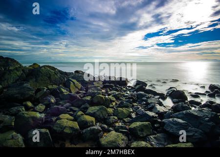 Sematan is a fishing village looking out over the South China Sea. Stock Photo