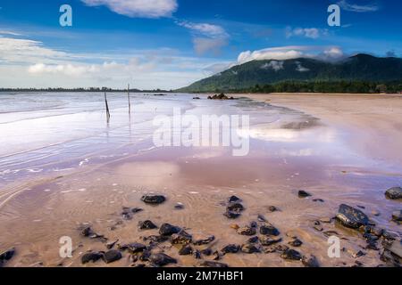 Sematan is a fishing village looking out over the South China Sea. Stock Photo