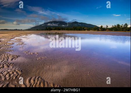 Sematan is a fishing village looking out over the South China Sea. Stock Photo