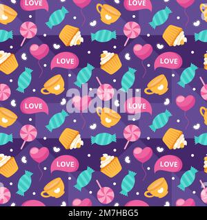 Happy Valentines Day Seamless Pattern Design Love Greeting Card ...