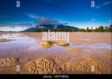 Sematan is a fishing village looking out over the South China Sea. Stock Photo