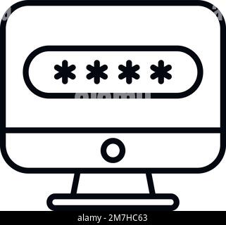 Lock computer icon outline vector. Cipher data. Math encrypt Stock Vector