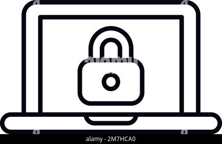 Secured laptop icon outline vector. Cipher data. Lock code Stock Vector