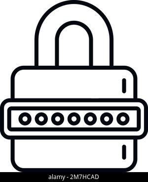 Code padlock icon outline vector. Cipher data. Lock security Stock Vector