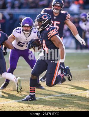 Minnesota Vikings quarterback Nick Mullens (12) signals teammates during  the second half of an NFL football game against the Chicago Bears, Sunday,  Jan. 8, 2023, in Chicago. (AP Photo/Nam Y. Huh Stock