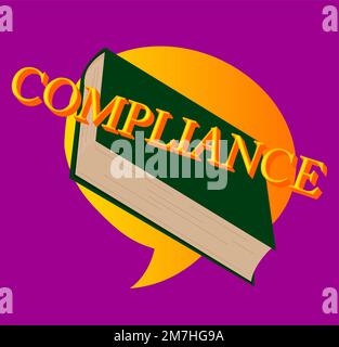 Compliance word on a book, cartoon vector illustration. Stock Vector