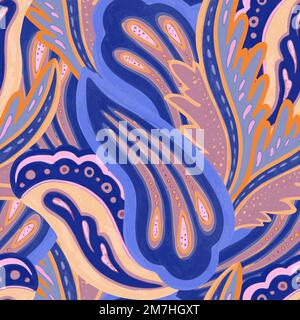 Psychedelic ornamental pattern. Hand drawn texture with floral and botanical ornate shapes and motifs.  Stock Vector