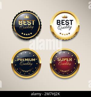 Set of luxury gold badges and top quality premium seal labels Stock Vector