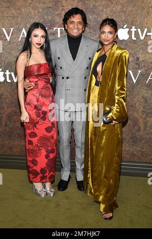 M. Night Shyamalan, (c), and daughters Saleka Shyamalan, (l), and