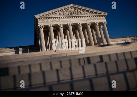 Washington, USA. 09th Jan, 2023. A general view of the U.S. Supreme Court, in Washington, DC, on Monday, January 9, 2023. (Graeme Sloan/Sipa USA) Credit: Sipa USA/Alamy Live News Stock Photo