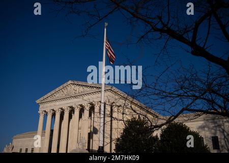 Washington, USA. 09th Jan, 2023. A general view of the U.S. Supreme Court, in Washington, DC, on Monday, January 9, 2023. (Graeme Sloan/Sipa USA) Credit: Sipa USA/Alamy Live News Stock Photo