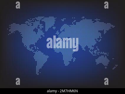 Pixel world map technology background. Vector illustration Stock Vector