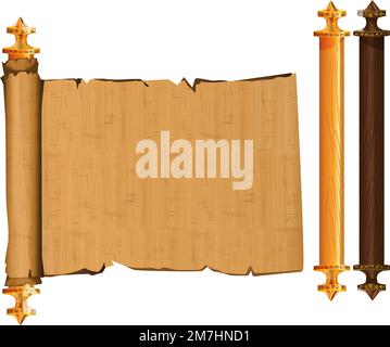 Ancient Egypt papyrus scroll with wooden rods cartoon vector ...