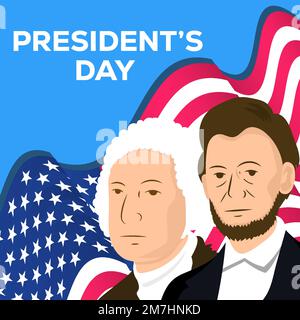 presidents day illustration in flat design style Stock Vector